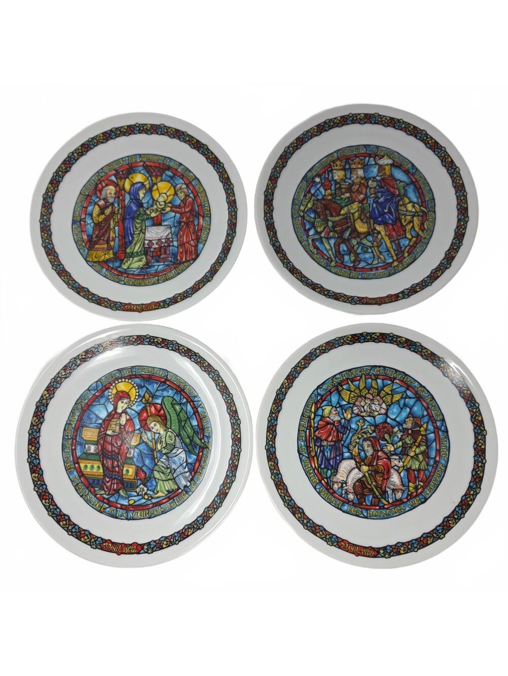 4 D’Arceau Limoges Noël Vitrail Christmas Plates 1978–1982